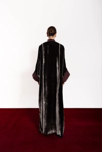 Grey Velvet Abaya Mix Burgundy Washed Silk - Image 2
