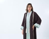 عباية حرير مغسول مكس لنن شيفون بتسريج نجدي - Image 5