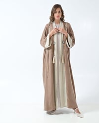عباية حرير مغسول مكس لنن شيفون تسريج نجدي - Image 4