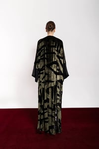 Zeeti  Lame Velvet Abaya With Side Open Sleeve - Image 2