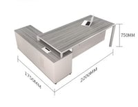 طقم مكتب مقاس 220سم مع سكرتارية مع دولاب 4 درفة مع طاولة شاهي مقاس 60*60سم لون رصاصي - صورة 3
