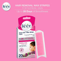Bundle Of 3 (Veet Easy-Gel Wax Strips for Face - 20 Wax Strips and 4 Perfect Finish Wipes) - Image 3