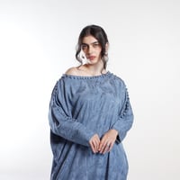 جلابيه حرير مشجر سماوي - Image 1