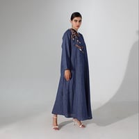 لينن كحلي مع تطريز يدوي - صورة 3