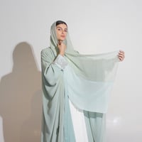 شيفون اخضر فاتح مع شك - Image 9