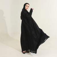 شيفون مقلم مع شك - اسود  - Image 1