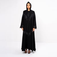 Striped Crepe  with Lace - Image 1