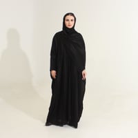 شيفون مقلم مع شك - اسود  - Image 2