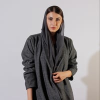 صوف مقلم رمادي - Image 1