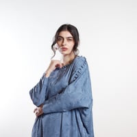 جلابيه حرير مشجر سماوي - Image 7