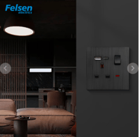 فيش 13 امبير مع USB+TYPE C لون اسود Felsen - صورة 2