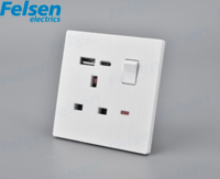فيش 13 امبير مع USB+TYPE C لون ابيض Felsen - صورة 1