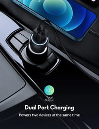 كومبو راف باور شاحن سيارة ، كيبل USB-A الى لايتننق ، حامل جوال للسيارة - اسود - صورة 2
