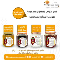 بكس - 3 يتكون من 4 انواع عسل مميزة ½كيلو عسل الغابة السوداء  ½كيلو عسل مجرى جبلي  ½كيلو عسل سدر جبلي فاخر  ½كيلو عسل زهرة البرسيم  - صورة 1