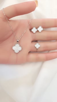 طقم فضة عيار 925 مطلي روديوم - صورة 2