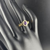 خاتم زركون لون موف بيضاوي  - صورة 1