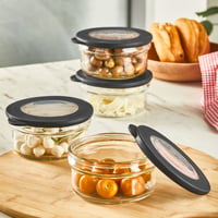 طقم حافظات صغيرة زجاج مدورة بغطاء 4 حبة - صورة 1