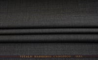 صوف إيطالي ١٠٠٪ من شركة S 110 VITALE BARBERIS  باللون الرمادي الغامق مقلم - صورة 1