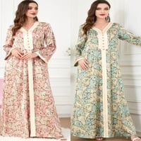 عباية نسائية أنيقة بتصميم رقبة على شكل V مستوحى من الأزياء المغربية للاحتفالات والمناسبات - صورة 1