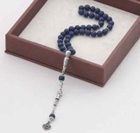  سبحة من حجر الكريم الازوارد بفواصل من الفضة ومخروطية ‏بلورية مميزة الشكل خاصة بنا.  - صورة 2