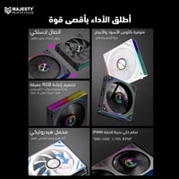 مروحة تبريد ماجيستي Prism Building Block 120mm ARGB – 1600RPM، تحكم PWM، محمل هيدروليكي، أسود، مباشر MAJESTY - صورة 3