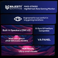 شاشة ألعاب ماجيستي 27 بوصة منحنية(شاشة كيرف)1800R – FHD 1080P، 260Hz، 1ms، VA، HDR، G-SYNC & FreeSync - صورة 5