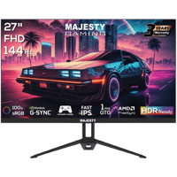 شاشة ألعاب ماجيستي 27 بوصة – FHD 1920×1080، 144Hz، 1ms، IPS، HDR، G-SYNC & FreeSync - صورة 1