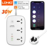توصيلة الطاقة الذكية من LDNIO - تحكم كامل عبر Wi-Fi وتطبيق Tuya مع منافذ شحن سريع PD - صورة 2