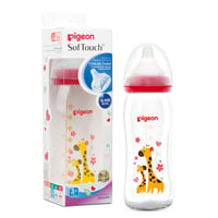 Pigeon Softouch Wide Neck Glass Bottle Decorated  - 240 ML - Image 1