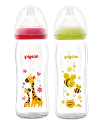 Pigeon Softouch Wide Neck Glass Bottle Decorated  - 240 ML - Image 2