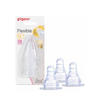 Pigeon Flexible Slim Neck Nipple Three Pieces - 9+ Months - Image 1