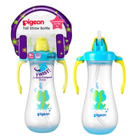 Pigeon Blue Tall Straw Bottle - 300ML   - Image 2