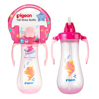 Pigeon Pink Tall Straw Bottle - 300ML - Image 2
