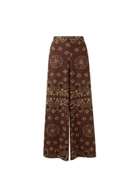 Brown bandana print pants wide leg - Image 1
