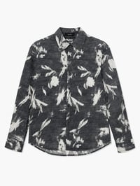 Abstract Floral Linen Blend Shirt - Image 1