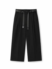 Wide Leg Tactical Belt Pants - Black - Image 1