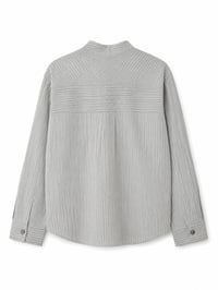 Open Collar Striped Shirt - Off White - Image 3