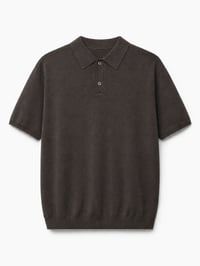 Knit Polo T-Shirt – Brown - Image 1