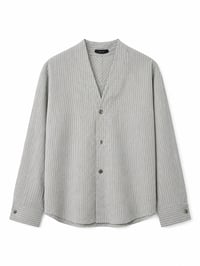 Open Collar Striped Shirt - Off White - Image 1