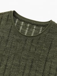Textured Open-Knit Striped Tee - Image 2