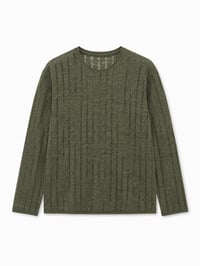 Textured Open-Knit Striped Tee - Image 1
