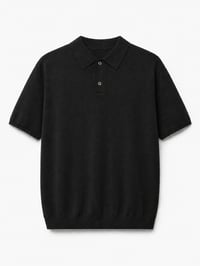 Knit Polo T-Shirt – Black - Image 1