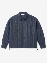 Navy Striped Zip Shirt - Image 1