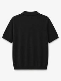 Knit Polo T-Shirt – Black - Image 3