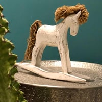 handmade wooden rocking horse display  - Image 1