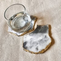 Grey / White agate coasters With Gold Edges - Image 2