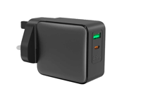 شاحن جداري منفذ USB + TYPE-C سريع 65 واط بتقنية GaN اسود ضمان سنتين  - صورة 1