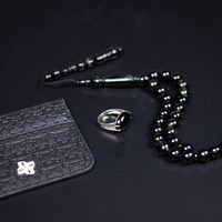 Al-Wasm Set – Men’s Ring & Misbah 925 Silver Black Agate