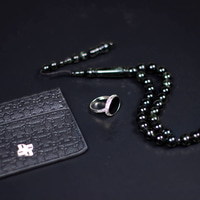 Najd Royal Set – Men’s Ring & Misbah 925 Silver Black Agate