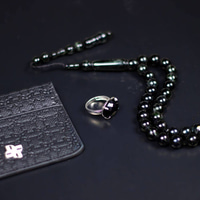 Al-Simah Royal Set – Men’s Ring & Misbah 925 Silver Black Agate